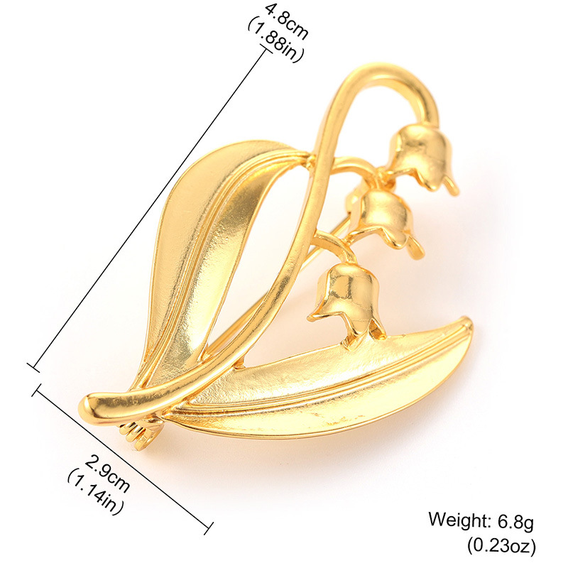 Retro golden lily of the valley brooch, Japanese and Korean series plant flower pins, clothing accessories, women's clothing accessories, corsages, French light Application Scenario