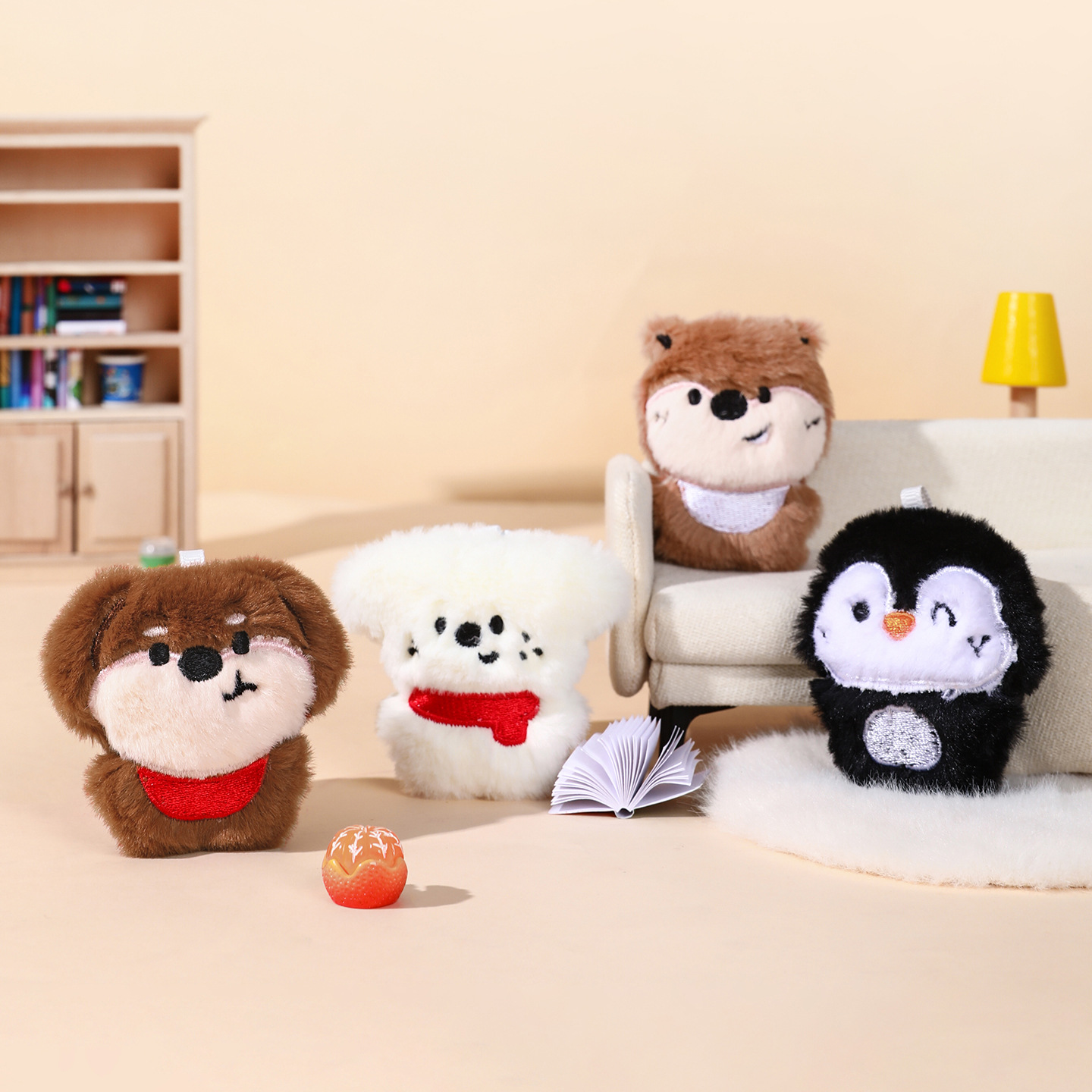 Wholesale of genuine plush dog toy keychains, girls' schoolbag pendants, small dolls, couple pairs of keychains details Picture