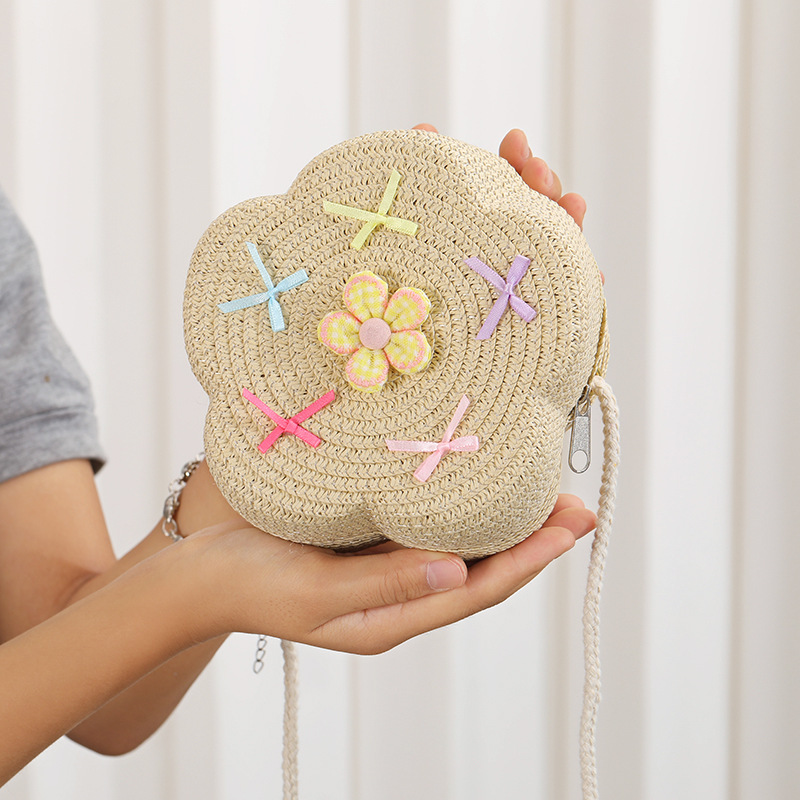 Bolso de paja del mar bolso tejido 2025 nuevo lindo arco flor bolso de paja mujer playa vacaciones crossbody bag Specification image