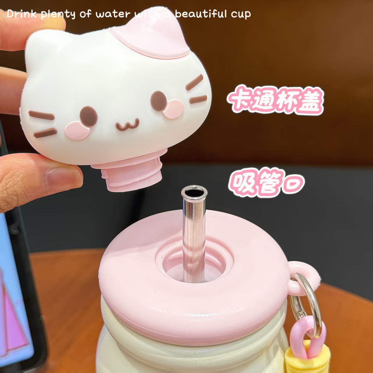 A simple, niche, and non-identical straws insulated cup for students. A portable large-capacity simple water cup with high appearance standards for girls on Instagram details Picture