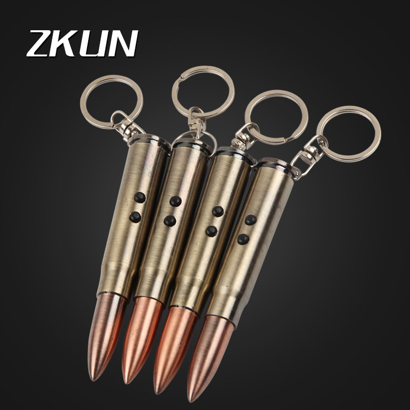 子弹头钥匙扣LED激光手电筒灯红外线便携带圆珠笔批发