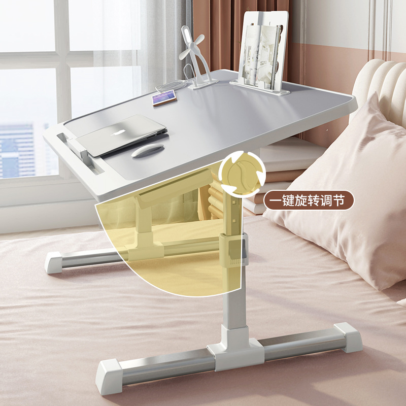 Foldable and height-adjustable bed small table, home study desk, simple bedroom computer bay window, dormitory student small table details Picture