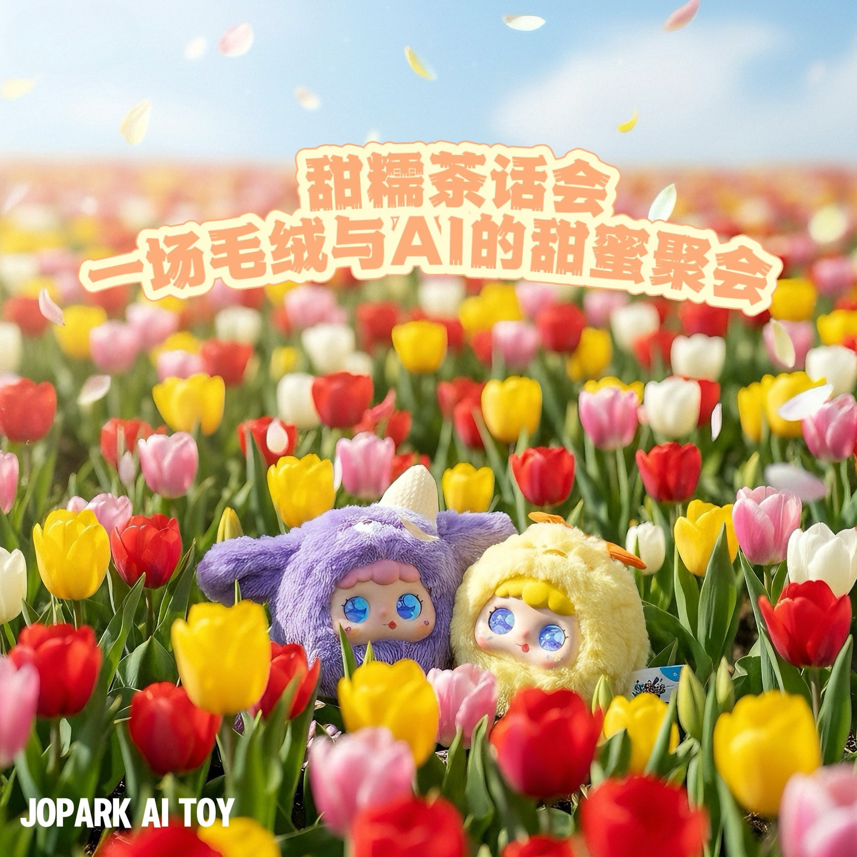 Jopark甜糯茶话跨境AI智能玩具陪伴互动安抚毛绒玩偶背包包挂件白底实物图