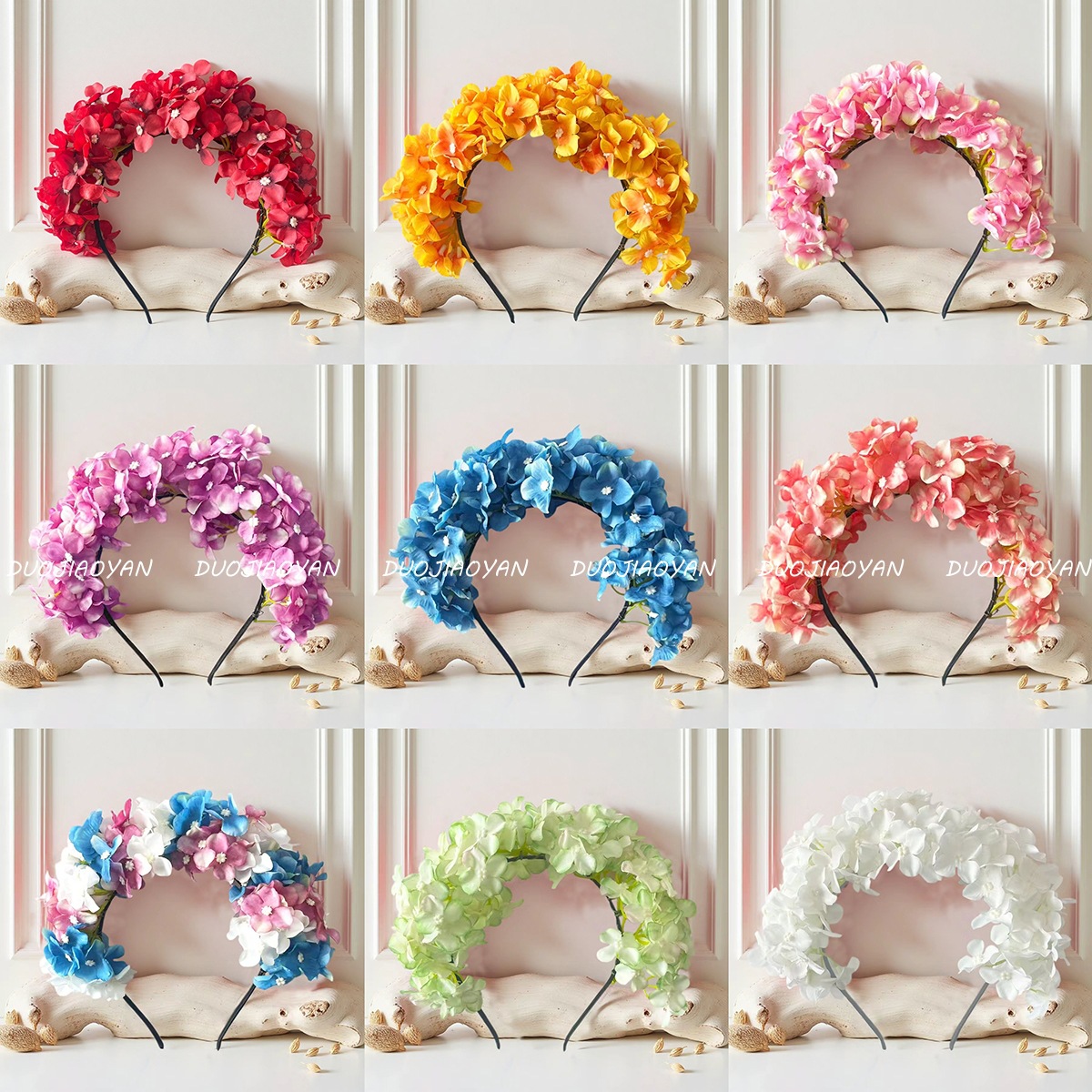 Cross-border European and American simulated flower headbands, high-end and light luxury bride headbands, women's carnival Halloween headwear Item Picture
