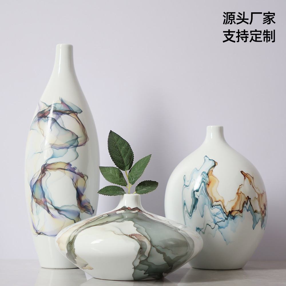 2026新中式干花插花插陶瓷器摆件酒店客厅电视柜玄关装饰工艺品摆设