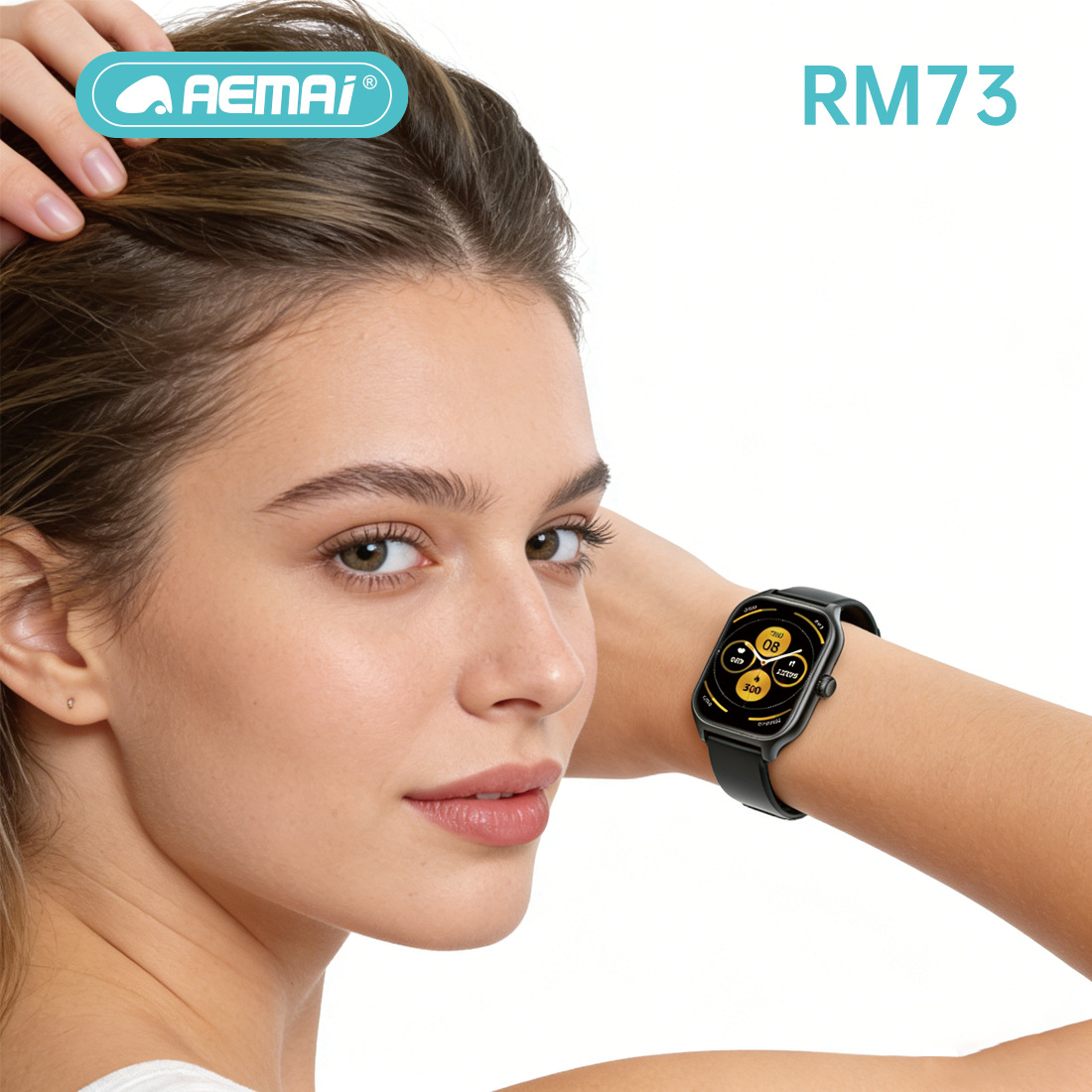 Cross-border new product RM73 square screen smartwatch, large-screen high-definition sports and health step-counting Bluetooth phone watch