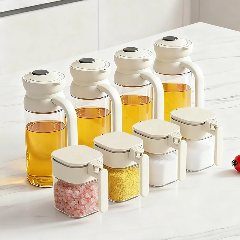 New gravity oil pot, oil bottle, large-capacity glass oil pot, jar, soy sauce and seasoning bottle for household kitchen with automatic opening and closing