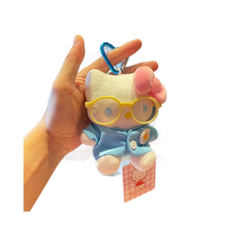 新款可爱hellokitty小挂件毛绒玩偶正版Kitty公仔布娃娃包包挂件白底实物图