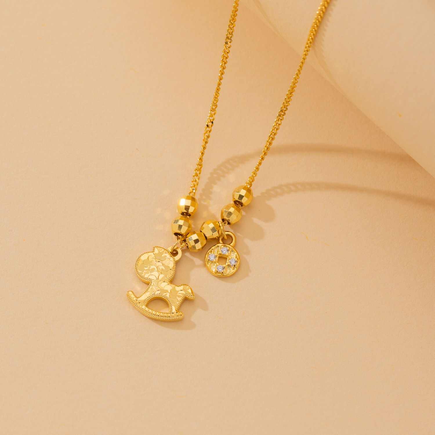 马上有钱~s925纯银碎冰冰木马项链女 招财小众高级时尚精致锁骨链