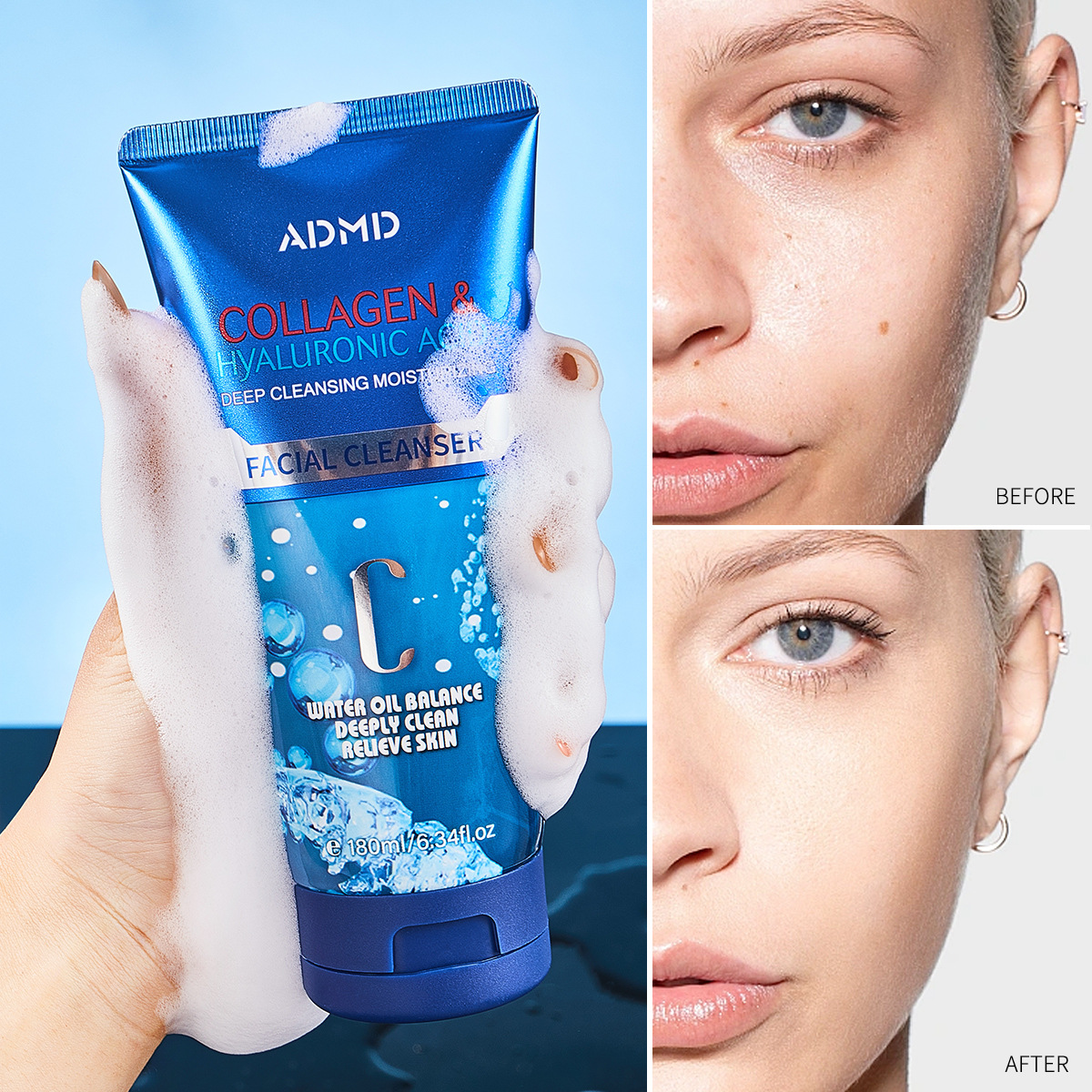 【 Exclusive for Foreign Trade 】ADMD Collagen Facial Cleanser Deeply cleanses pores, Gentle Facial Cleanser wholesale details Picture