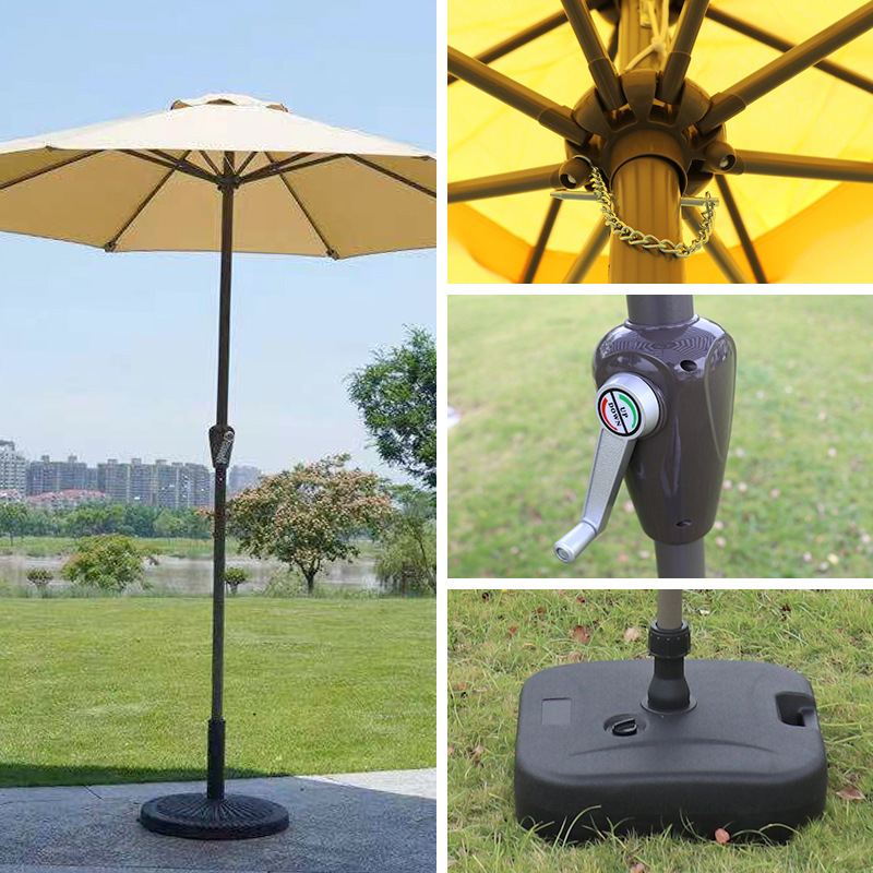 Outdoor large sunshade umbrellas, iron middle-pole umbrellas, hand-cranked straight-pole umbrellas, beach sun umbrellas, courtyard umbrellas, camping details Picture