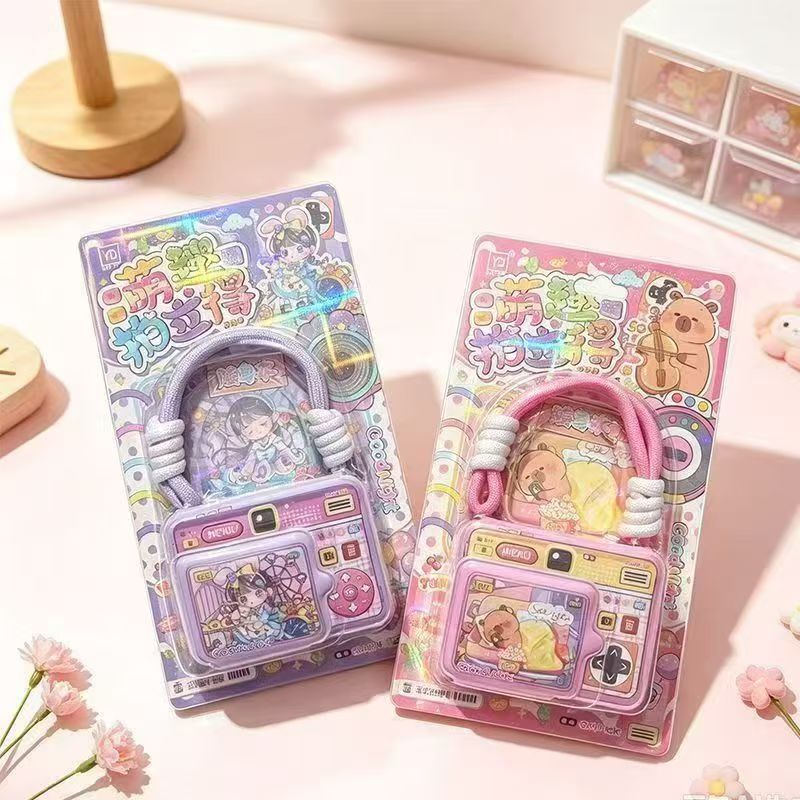 Cute Polaroid shaped mini stress-relieving notebook, color page notepad, portable portable notebook, student small notebook details Picture
