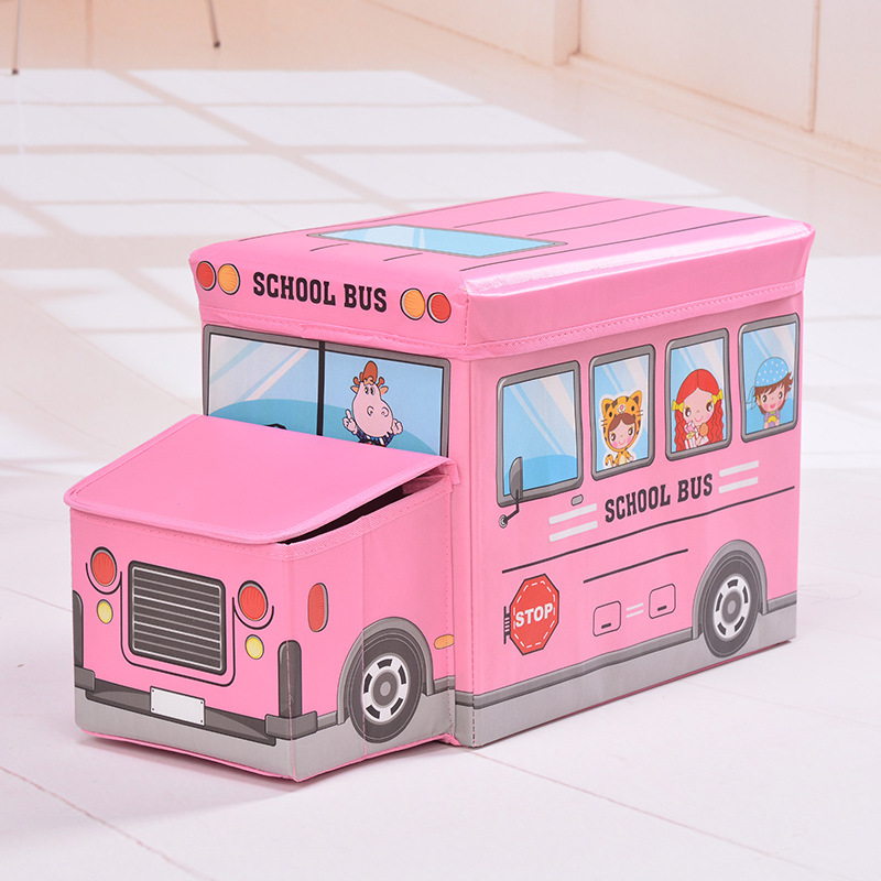 Wholesale of seated cartoon car storage boxes, multi-functional large-capacity storage boxes, folding storage stools Specification image