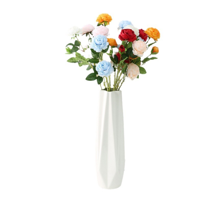 Dove European-style 3-head peonies for home decoration and wedding series, paired with grass, Western roses and peonies Item Picture