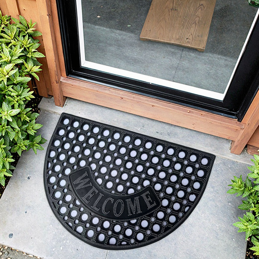 入户门地垫加厚橡胶刮泥垫镂空脚垫蹭土welcome字样耐磨网格防滑产品图