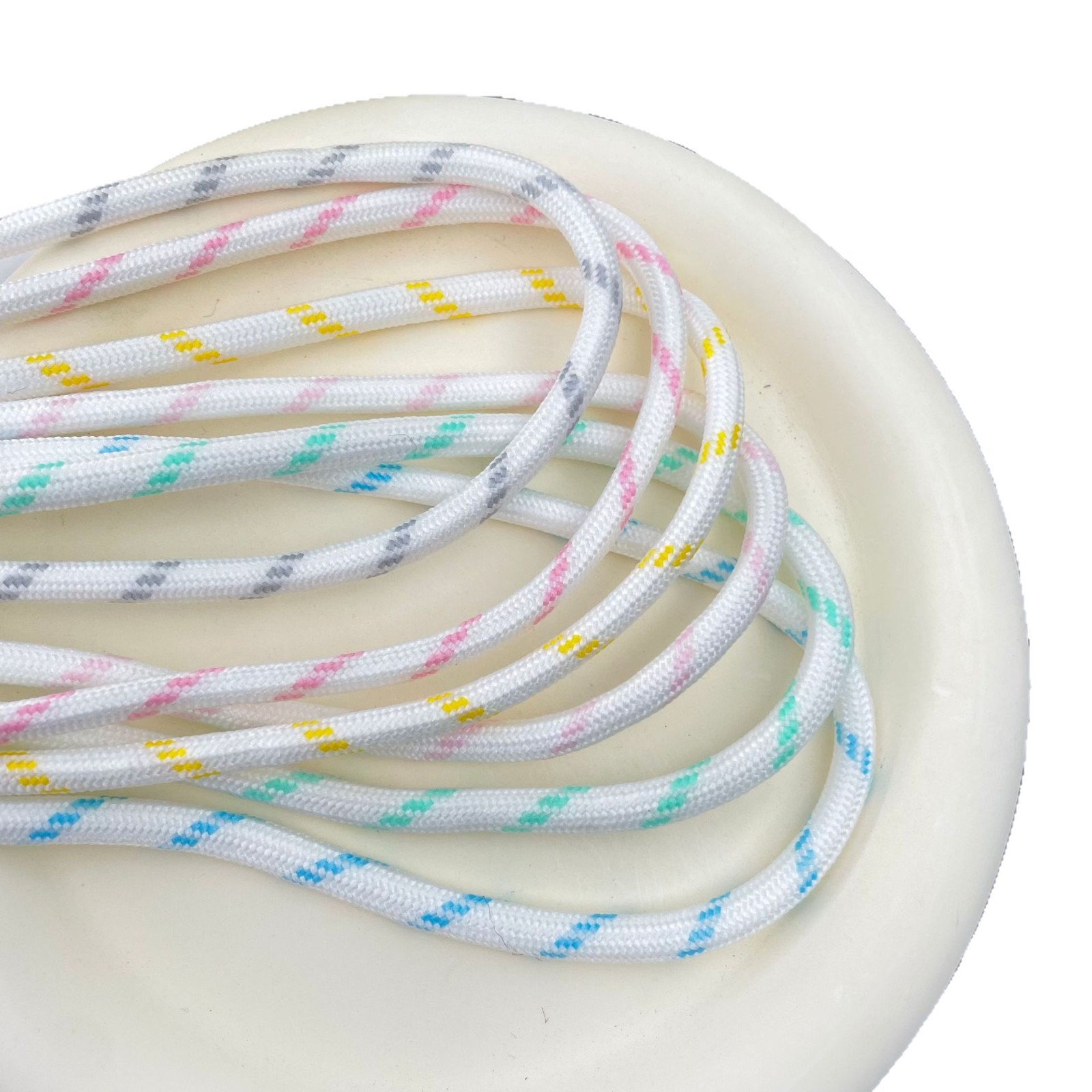 Wholesale and in-stock core-wrapped rope, hand-woven rope, low elasticity wire 5MM, colorful dot weaving, DIY multi-color semi-finished products Application Scenario