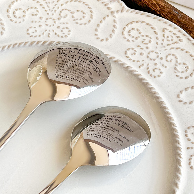 Jieyang 304 stainless steel spoon, high appearance level, long-handled large spoon, ice cream stirring, dessert small spoon, spoon Specification image