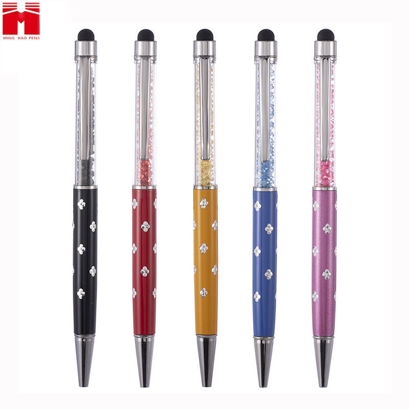 Plum blossom crystal pen, capacitive touch screen, metal ballpoint pen, multi-functional pen that can print logos, festival gift pen, diy