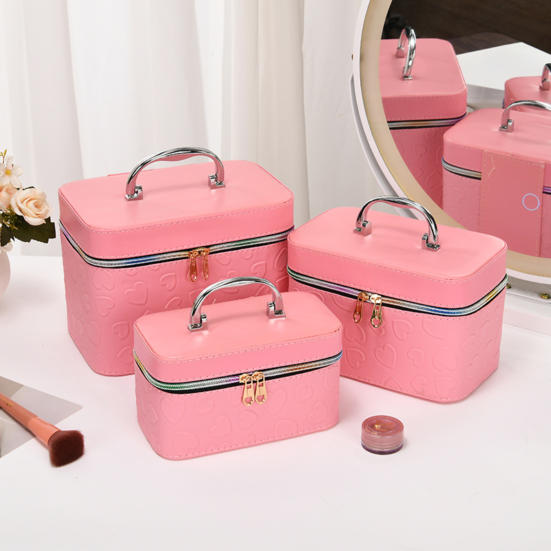 Colorful makeup storage box, multi-layer separated portable makeup bag organization box, beauty storage box details Picture