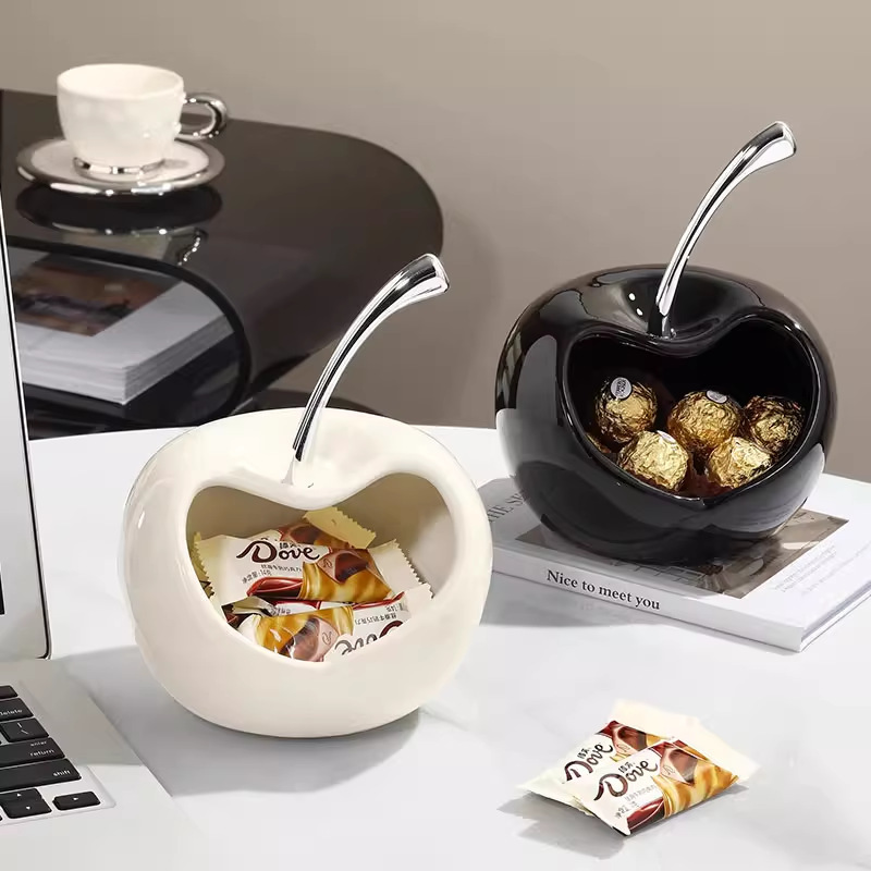 高颜值创意糖果盒客厅茶几家用新款陶瓷轻奢干果盘高端精致零食盘