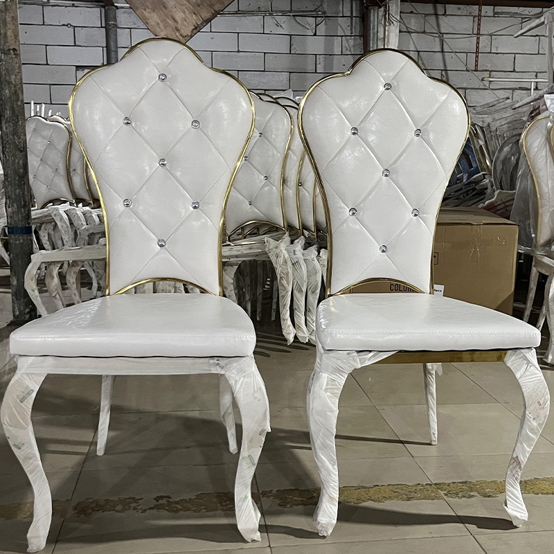 Star Factory wholesals stainless steel dining chairs, metal European-style private room chairs, stainless steel dining chairs, European-style dining chairs, banquet chairs, and fabric hotel furniture details Picture