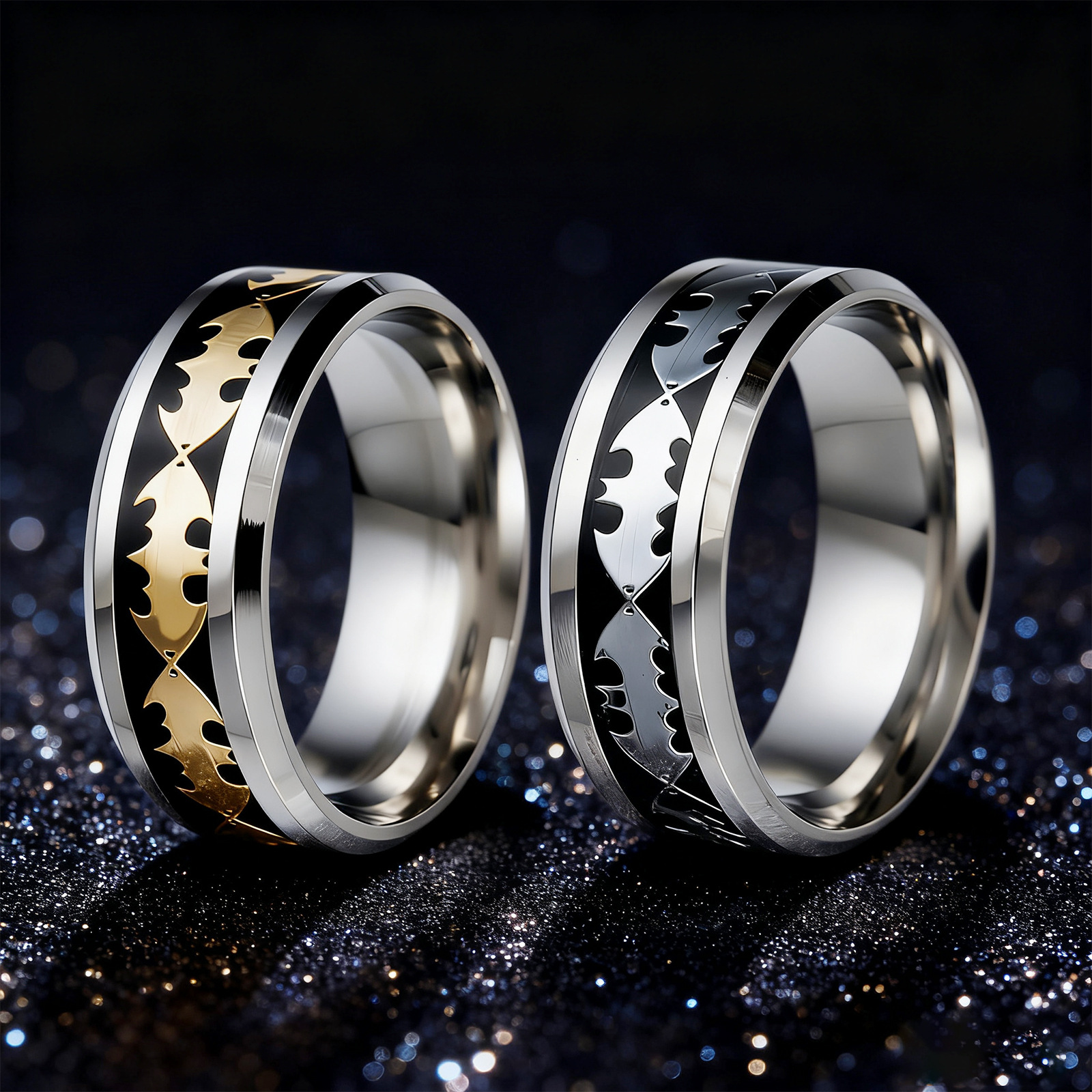 Cross-border best-selling jewelry: Titanium steel jewelry popular in Europe and America, Bat men's ring manufacturer wholesale supply Specification image