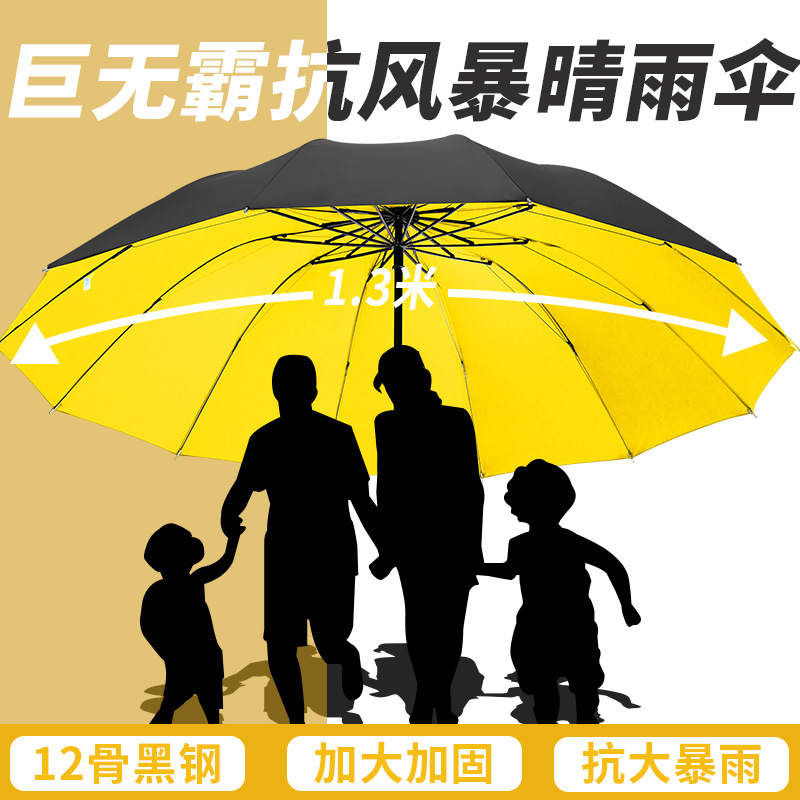 Manual umbrellas are enlarged, thickened and reinforced to prevent heavy rain. Folding umbrellas are suitable for both weather and rain. Women's wholesale and customized sunshades are durable details Picture