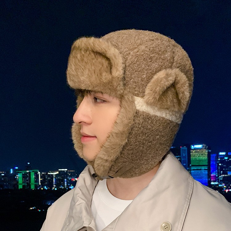 New winter style of Lei Feng hats for boys, with added fleece and thickened, warm ear-protecting caps for babies, and windproof caps for men's and women's cycling Specification image