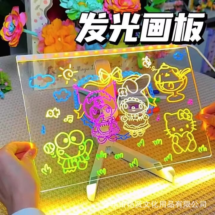 Cross-border diy children's painting illuminated drawing board, erasable blackboard, night market stall advertising board, acrylic painting board details Picture