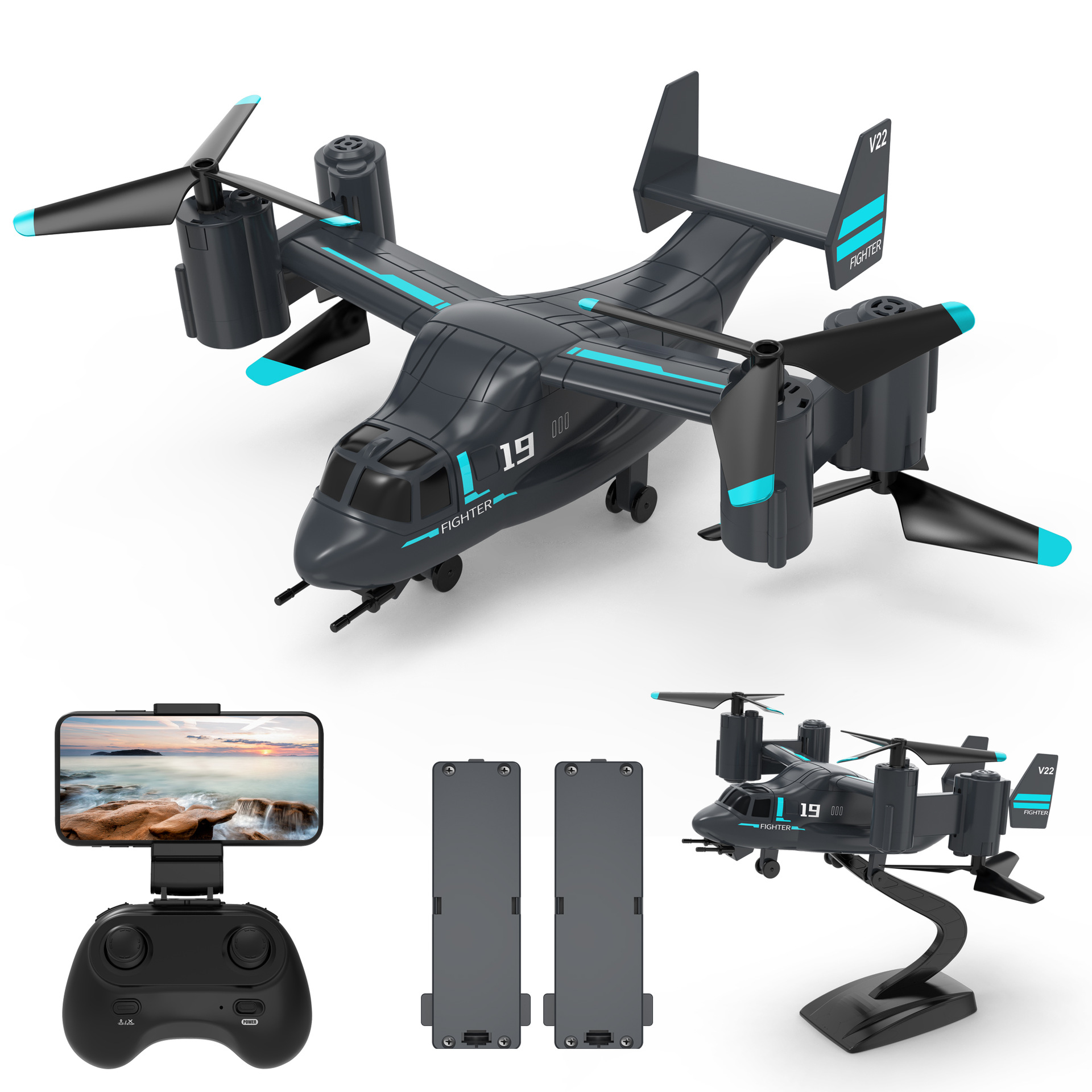 Cross-border remote-controlled Osprey helicopter, land-air dual-mode aircraft fighter jet, 4K high-definition aerial photography drone toy