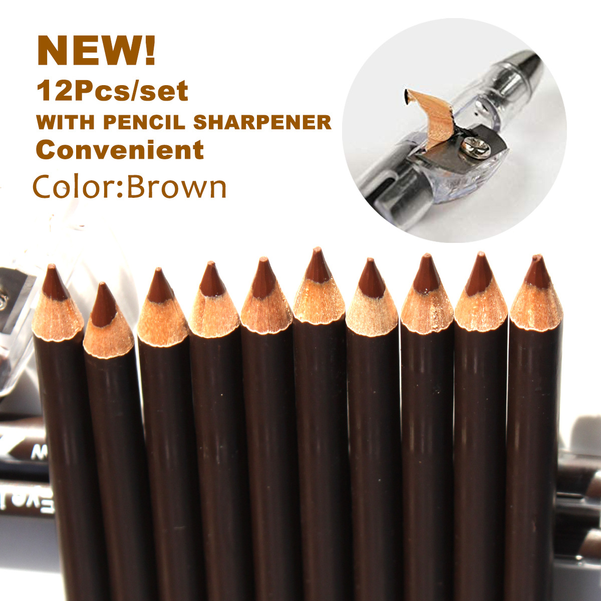 外贸跨境眼线笔棕色黑色不易晕染眼部彩妆防水防汗持久批发图