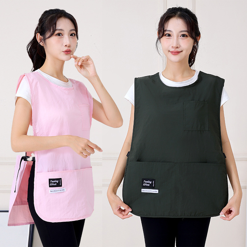 韩版家用防水防油围裙咖啡店工作服坎肩加大可印logo马甲工作服