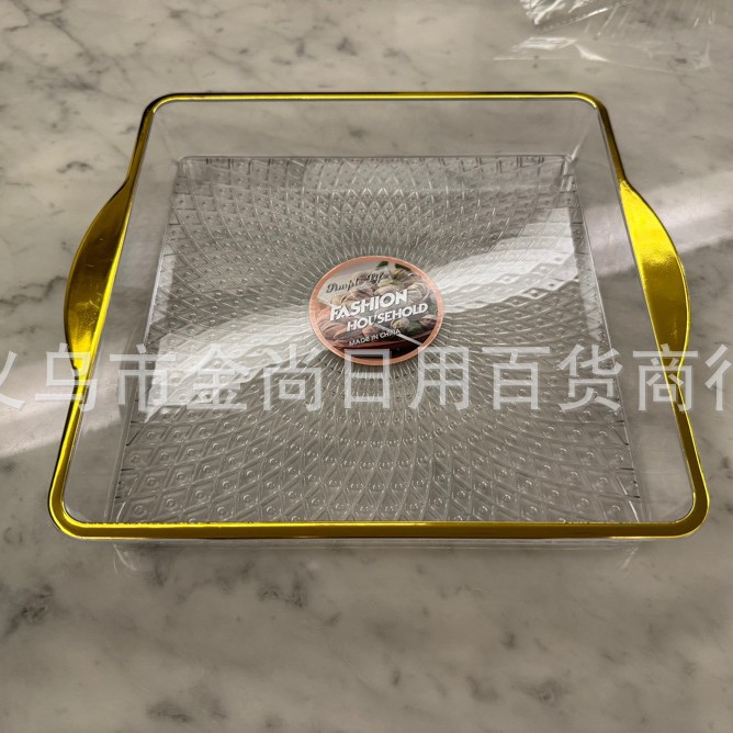 European-style gold-edge plastic compartment-shaped plates, snack plates, light luxury dessert plates, high-end plate arrangement, fruit plates, fruit plates Application Scenario