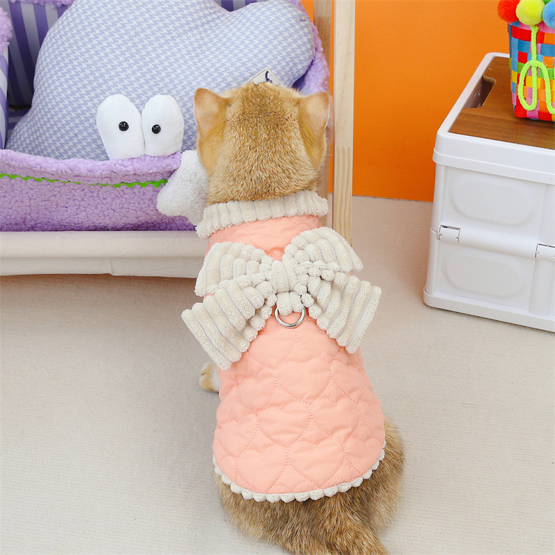 猫咪秋冬新款棉背心保暖法兰绒加厚可爱甜美棉背心