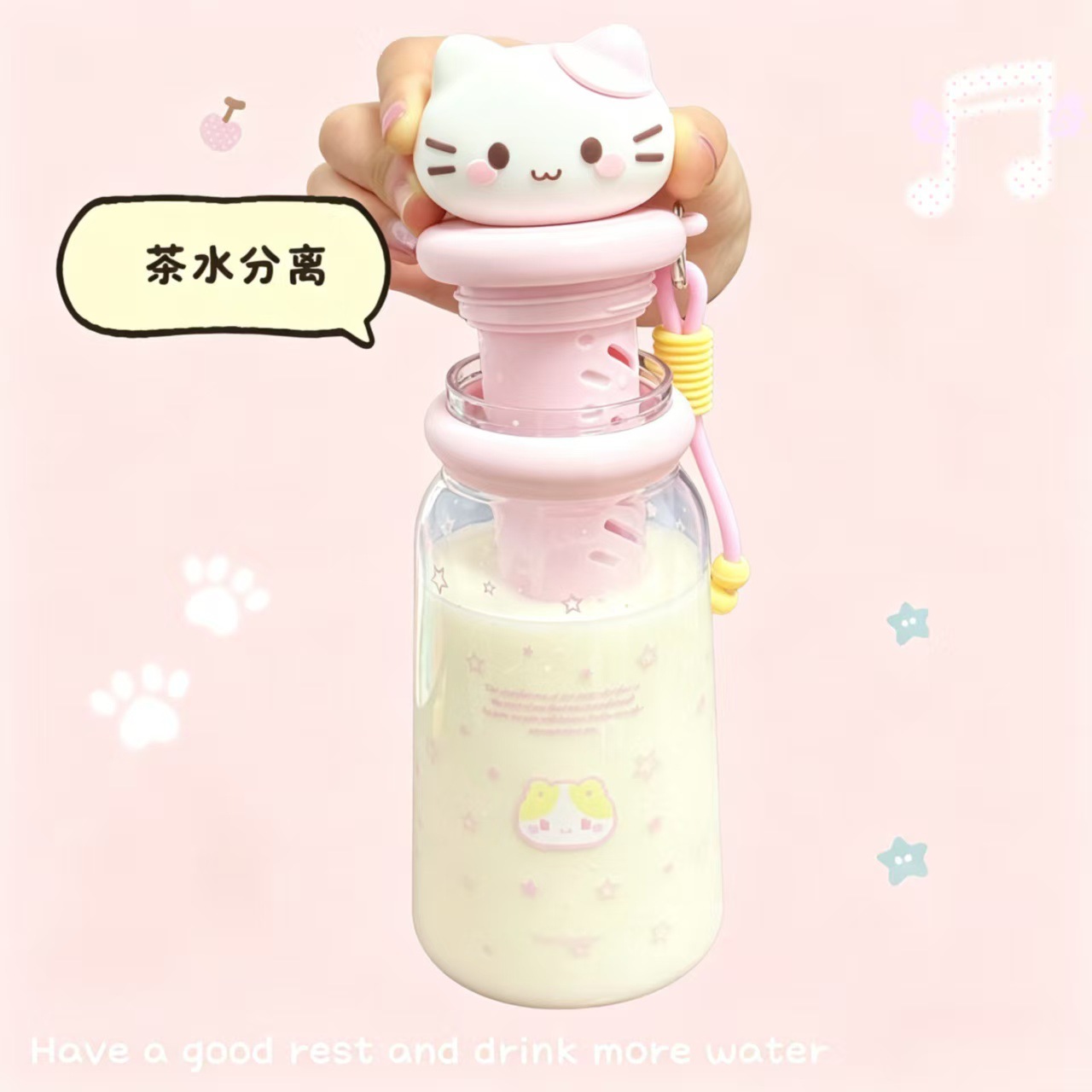 A portable large-capacity, leak-proof Tritan water cup with a tea strainer for students with high appearance standards Specification image