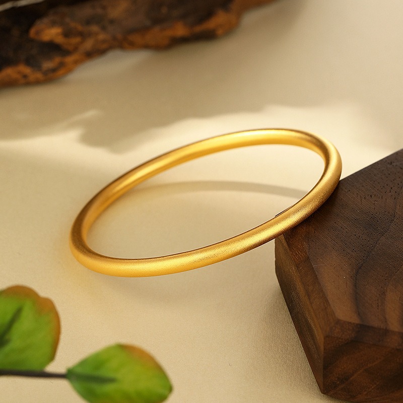 Wholesale of copper gold-plated ancient method frosted plain ring bracelet, solid sand gold bracelet with pigment ring that does not fade for a long time Specification image