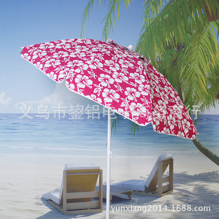 批发2米户外涤纶银胶沙滩伞外贸防晒防紫外线抗风太阳伞可印广告产品图