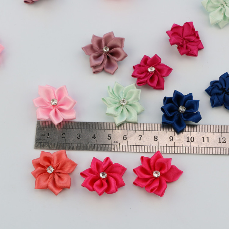 3CM DIY headwear with diamond-encrusted rose flowers, handcrafted fabric with diamond-encrusted 9-cornered small flowers, clothing accessories, ornaments and accessories Specification image