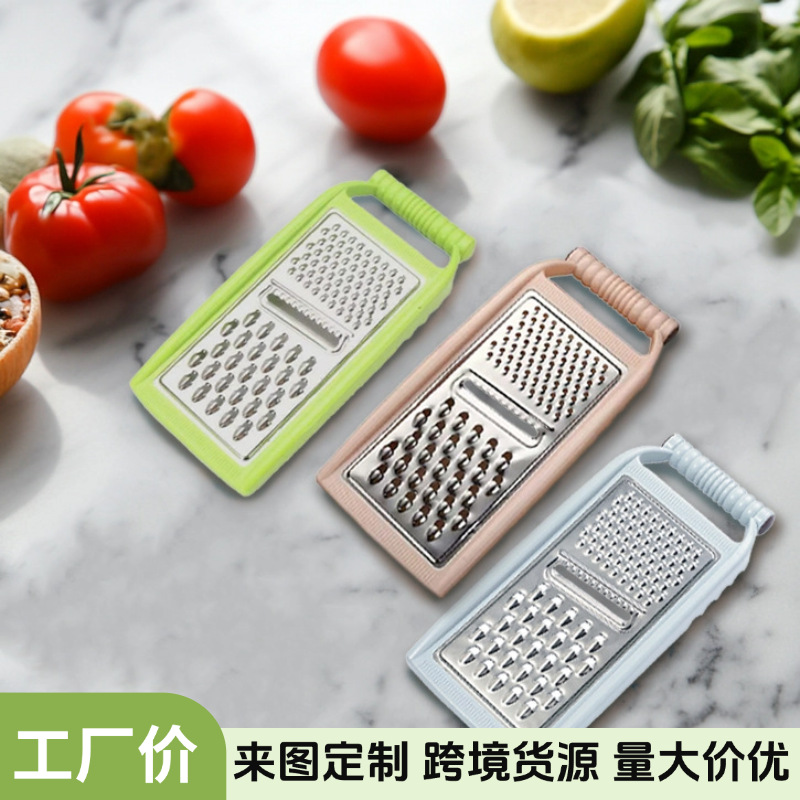 塑料多功能不锈钢蔬菜切丝器家用姜蒜磨泥平面刨土豆黄瓜刨丝工具