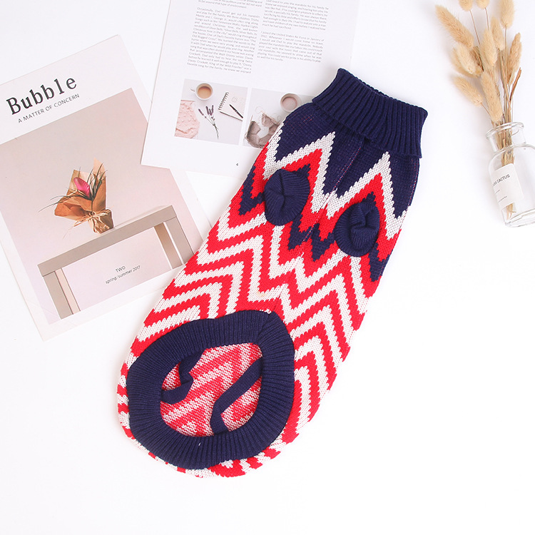 Factory direct sales of pet clothes, autumn and winter teddy pet warm sweaters, British fashionable and cool cat and dog clothing details Picture