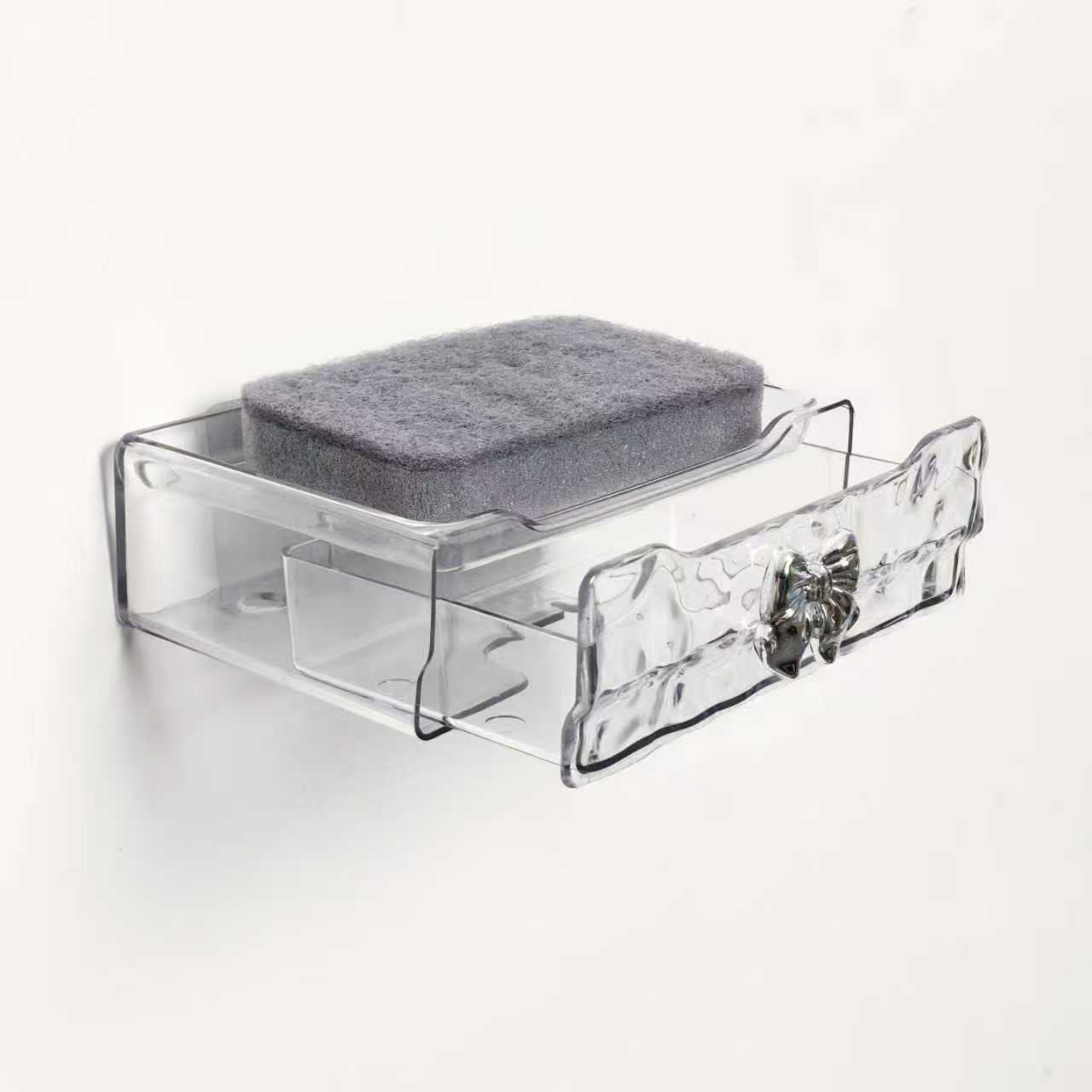 Glacier patterned wall-mounted soap box with drawer, no need for drilling, double-layer wall-mounted laundry soap box, household soap box details Picture