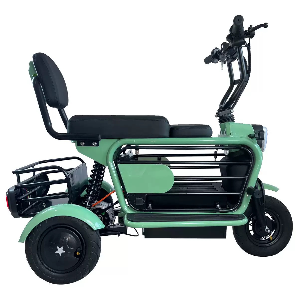 Electric tricycles are portable transportation vehicles for the elderly, adults for both men and women to pick up and drop off children, buy groceries, and carry pets Specification image