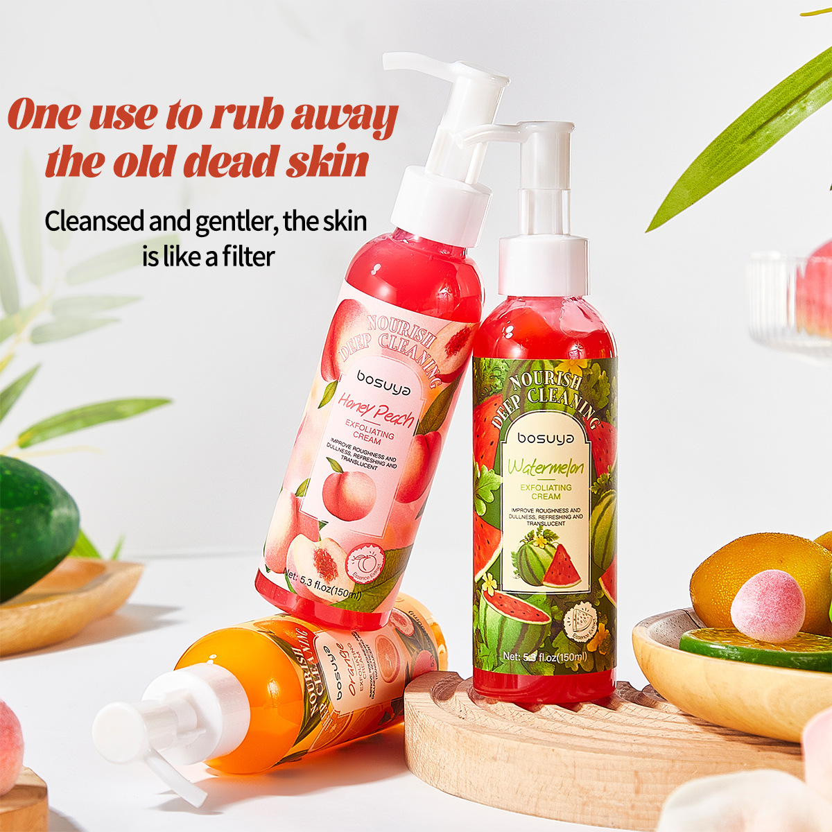 【 Cross-border Exclusive 】Bosuya Exfoliating Cream with Fruit Flavor for Body Cleansing, Moisturizing and hydrating Wholesale Specification image