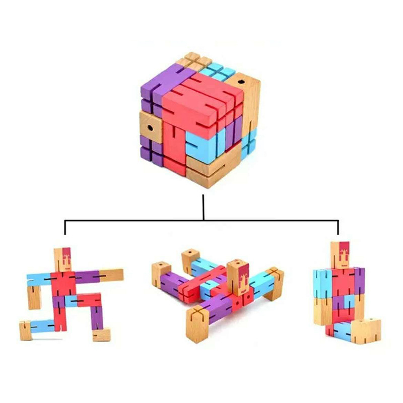 百变正方体魔方机器人 木制变形益智奥数智力玩具小学生3-9岁细节图