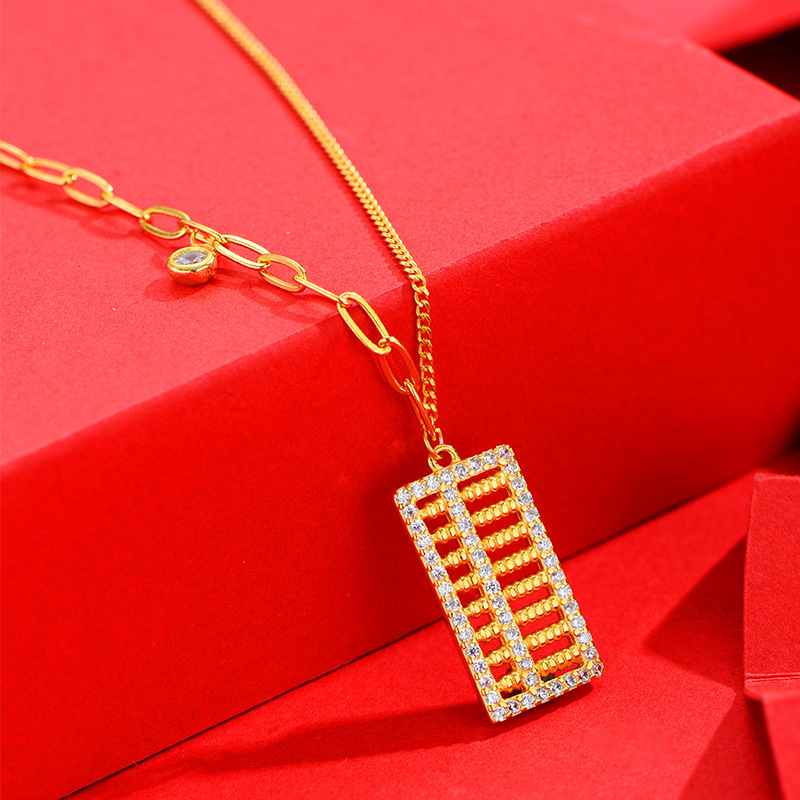925 Silver Abacus Necklace for Girls, high-end quality, versatile, Chinese-style golden abacus pendant Silver jewelry batch Application Scenario