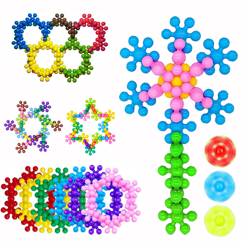 跨境热卖梅花积木立体拼装早教益智3D旋转拼插雪花片玩具批发细节图