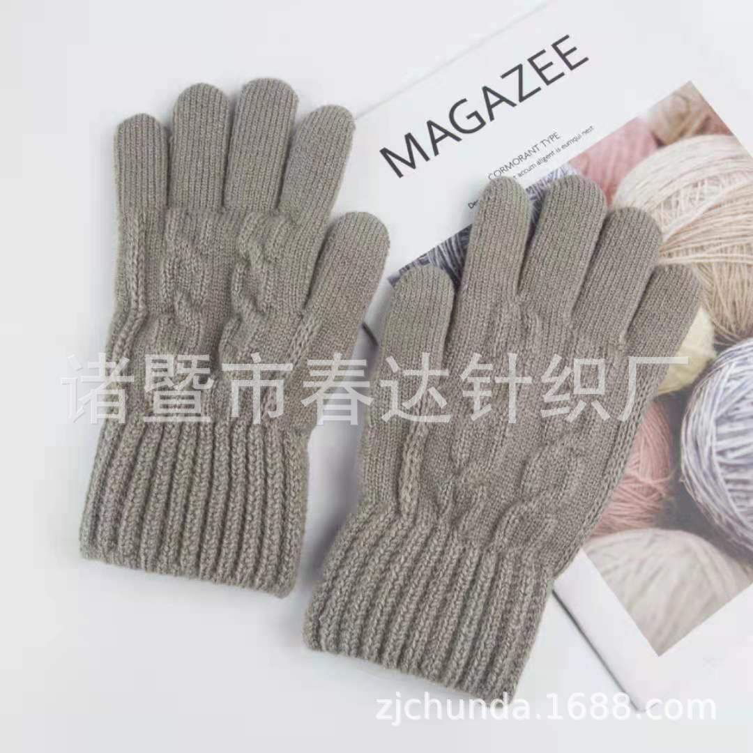 Nueva lana de punto touch screen guantes hombre invierno con fleece y engrosamiento jacquard ciclismo calor subdedos al por mayor protección contra el frío Item Picture