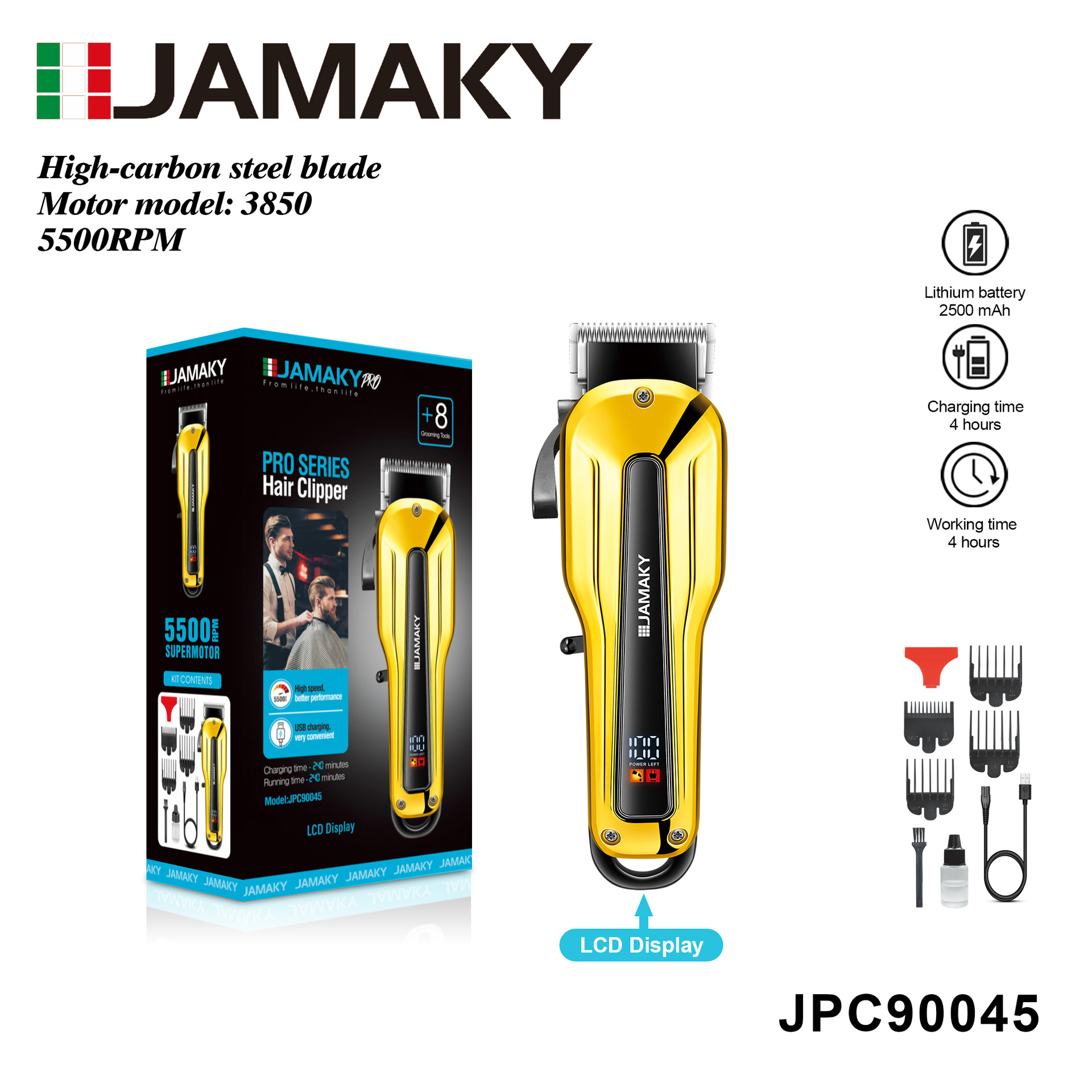 JAMAKY 家用电动理发器长续航精钢刀头发廊专业电推剪理发不卡发