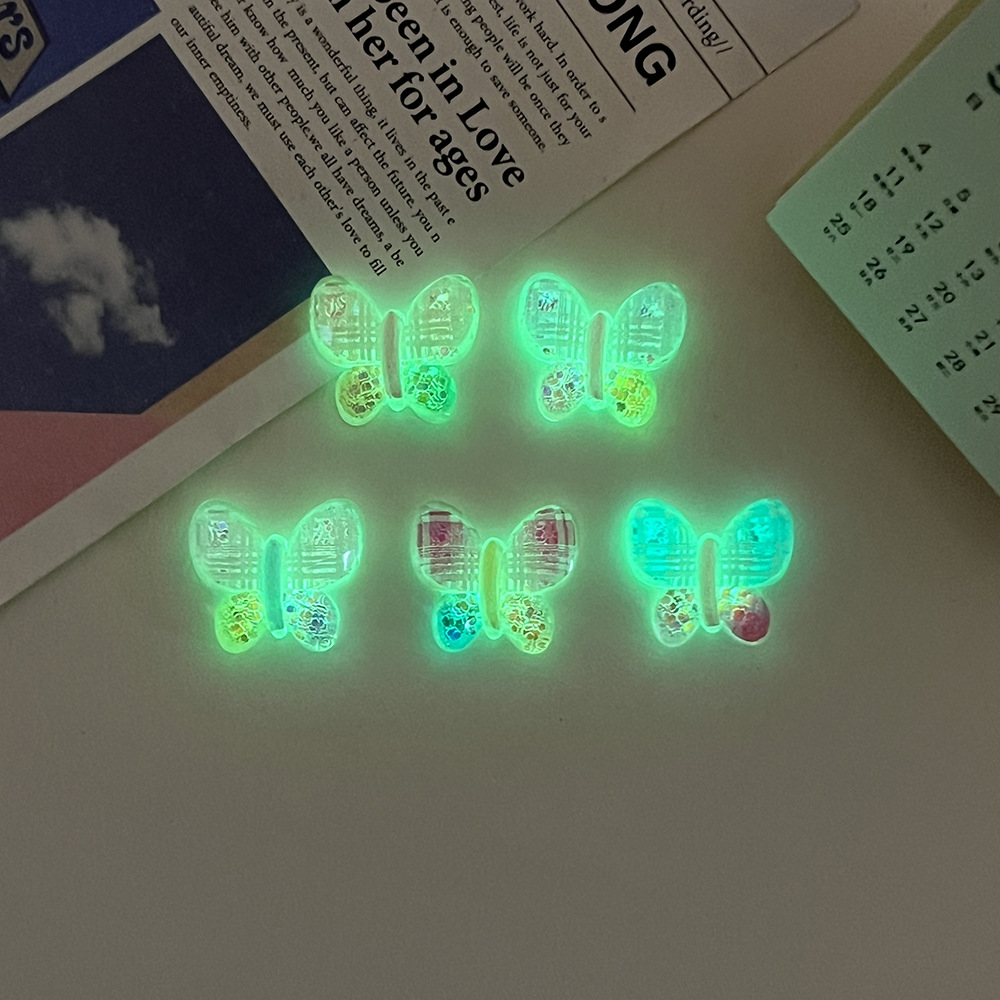 Korean children's hair accessories, glow-in-glow, butterfly, epoxy resin AB glue accessories, DIY crocs, toys, patches, handmade materials wholesale details Picture