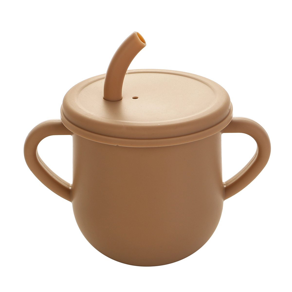 食品级婴儿专用喝水学饮杯双耳防摔硅胶零食吸管杯儿童牛奶水杯产品图